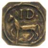 jednostronny żeton oznaczający 1 dniówkę pracy z koniem, XIX w, mosiądz 0.58 g, 22 x 22 mm, klipa,..