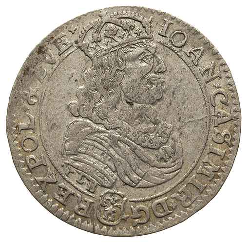 ort 1668, Bydgoszcz, po obu stronach monety krzyżyk kończy napis w otoku