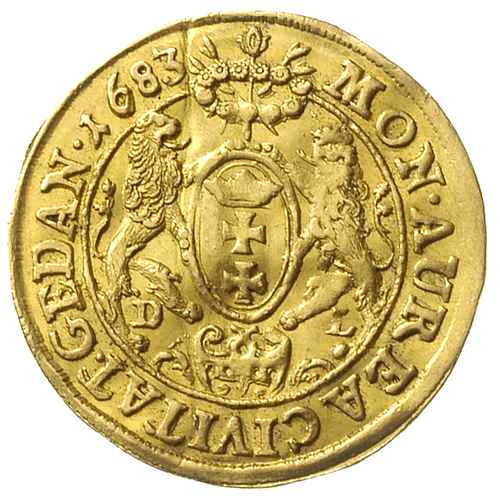 dukat 1683, Gdańsk, Aw: Popiersie króla w koroni