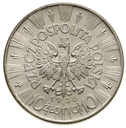 10 złotych 1936, Warszawa, Józef Piłsudski, Parchimowicz 124.c, wyśmienity stan zachowania, delikatna patyna