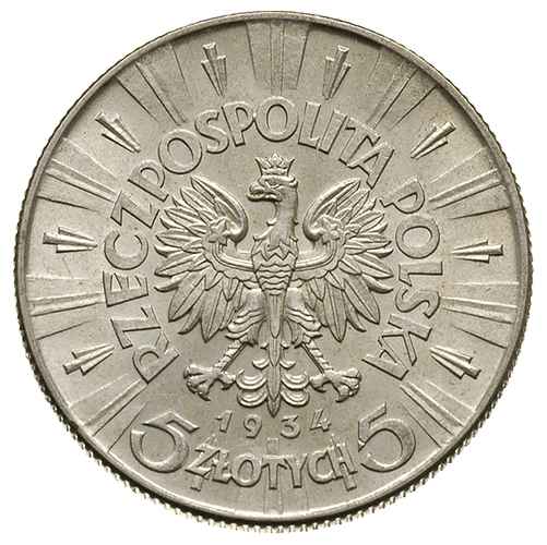 5 złotych 1934, Warszawa, Józef Piłsudski, Parchimowicz 118.a, bardzo ładne