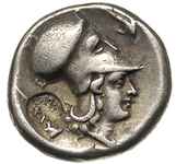 Koryntia, Korynt, stater z kontrmarką 400-338 pn