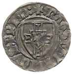 Henryk von Plauen 1410-1413, szeląg, Aw: Tarcza Wielkiego Mistrza, MAGST’ HINRICVS PRIM, Rw: Tarcz..