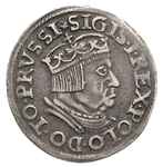 trojak 1537, Gdańsk, na awersie odmiana napisu PRVSSI, Iger G.37.1.d (R1), patyna