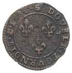 podwójne tounois 1586/C, Saint-Lo, miedź, Duplessy 1152, ciemna patyna