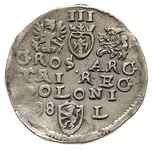 trojak 1598, Lublin, litera L z prawej strony herbu Lewart, Iger L.98.3.a (R4), patyna na awersie,..