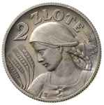2 złote 1927, Warszawa, Głowa kobiety z kłosami, na rewersie wypukły napis PRÓBA, srebro 10.14 g, ..