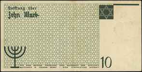 10 marek 15.05.1940, papier bez znaku wodnego, druk koloru zielonego, Miłczak Ł5e, Lucow 863 (R3)