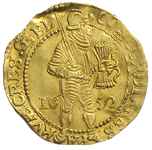 Geldria, dukat 1650, złoto 3.37 g, Delm. 649, Ver. 2.2, Purm. Ge46, ślady podwójnego odbicia stempla