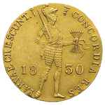 dukat 1830, Petersburg, rosyjskie naśladownictwo niderlandzkiego dukata, złoto 3.48 g, Bitkin 23, ..