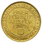 Konfederacja, 100 franków 1939, Zawody strzeleckie w Lucernie, złoto 17.48 g, Fb. 506, niewielkie ..