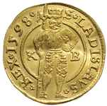 Rudolf II 1576-1608, dukat 1598 / K-B, Krzemnica, złoto 3.43 g, Huszar 1002, lekko gięty, ale pięk..