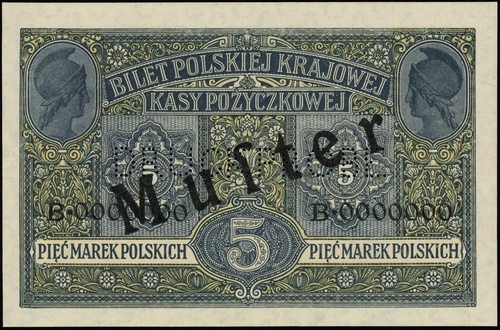 5 marek polskich 9.12.1916, druk tylko strony od