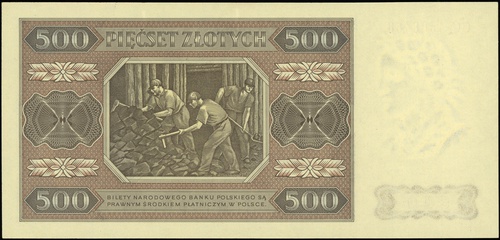 500 złotych 1.07.1948, seria CC, numeracja 4588488, po obu stronach ukośny czerwony nadruk \WZÓR, Lucow 1303 (R4) - ilustrowany w katalogu kolekcji