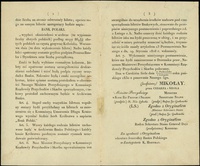 dekret królewski z 22.10.1830 o formie biletów złotowych Banku Polskiego, na papierze ze znakiem w..