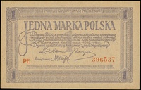 1 marka polska 17.05.1919, seria PE, numeracja 396537, Lucow 324 (R1), Miłczak 19a, wyśmienity egz..