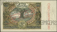100 złotych 2.06.1932, seria AD., numeracja 2298797 / 1345600, po obu stronach ukośny czerwony nad..