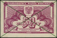 50 groszy 1944, bez oznaczenia serii i numeracji, po obu stronach dwukrotnie przekreślony i nadruk..
