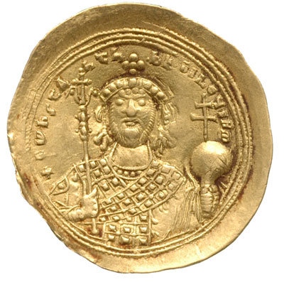 Konstantyn IX 1042-1055, histamenon nomisma, Aw: Chrystus siedzący na tronie na wprost, napis wokoło, Rw: Popiersie cesarza na wprost z berłem i jabłkiem królewskim, CωhsTA-hTh bASILEЧS Bm, złoto 4.36 g, Sear 1828, DOC 1a