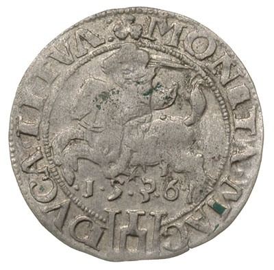 grosz 1536, Wilno, odmiana z literą I pod Pogonią, awers nie notowany w 1536 u Ivanauskasa, rewers Ivanauskas 2S44-14, T. 7, rzadki