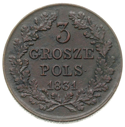 3 grosze 1831, Warszawa, Iger Pl.31.1.a (R), ciemna patyna