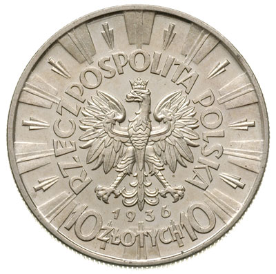 10 złotych 1936, Warszawa, Józef Piłsudski, Parchimowicz 124.c, piękne