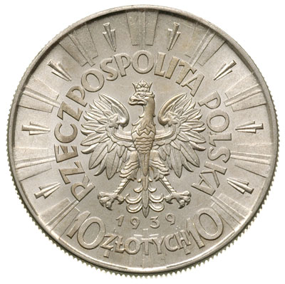 10 złotych 1939, Warszawa, Józef Piłsudski, Parc