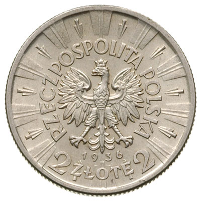 2 złote 1936, Warszawa, Józef Piłsudski, Parchimowicz 111.b, rzadkie i bardzo ładne