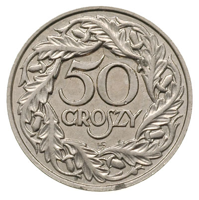 50 groszy 1923, Wiedeń?, Parchimowicz P-118.d, nikiel 4.91 g, stempel lustrzany, na rewersie punca HF