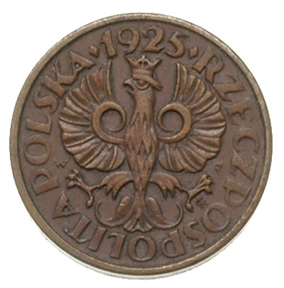  1 grosz 1925, Warszawa, pod napisem GROSZ data 
