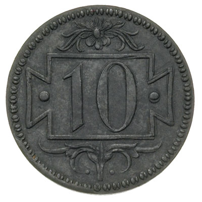 10 fenigów 1920, Gdańsk, odmiana z małą cyfrą 10, Parchimowicz 51, cynk, ładnie zachowane