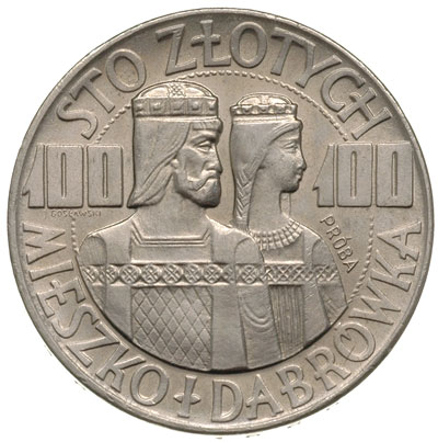 100 złotych 1966, Warszawa, Mieszko i Dąbrówka - półpostacie, próba niklowa, Parchimowicz P-349.b