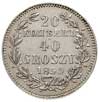 20 kopiejek = 40 groszy 1850, Warszawa, pojedyncze wiązanie, Plage 395, Bitkin 1262 (R1), rzadkie