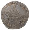 korona 1644, mennica Exeter, Aw: Król na koniu w lewo, u góry rozetka, Rw: Owalna tarcza herbowa, ..