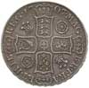 korona 1707, Aw: Popiersie w lewo, Rw: Cztery tarcze herbowe królestwa Anglii, na rancie SEXTO, sr..