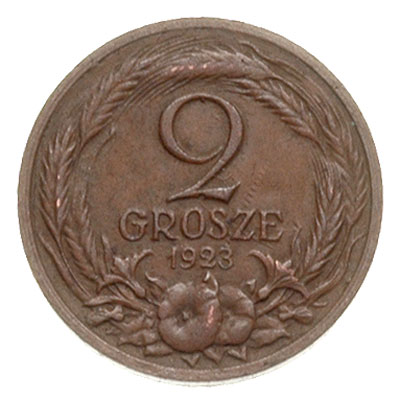 2 grosze 1923, Warszawa, nominał po obu stronach