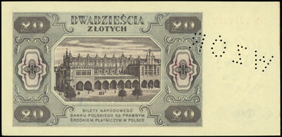 20 złotych 1.07.1948, seria HS, numeracja 000000