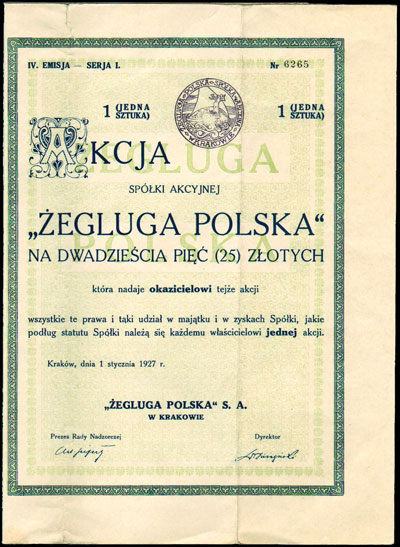 \ŻEGLUGA POLSKA\" Spółka Akcyjna w Krakowie