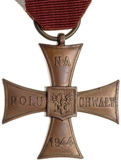 Polska powojenna, Krzyż Walecznych 1944, brąz 36 x 36 mm, wstążka