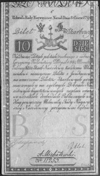 10 złotych 8.06.1794, seria C nr 11 253, Kow.2, Pick A2, papier, ramka i podpisyjak na banknocie 1..