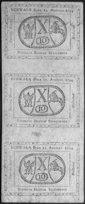 3 x 10 groszy 13.08.1794, Kow.9, Pick A9, 3 sztuki nierozcięte w pionie
