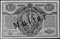 5 marek polskich 9.12.1916, \Generał, wzór awersu z czarnym nadrukiem MUSTERi perforowanym napisem..