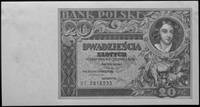 20 złotych 20.06.1931, a/ nr DT. 5818233, b/ bez numerów i obcięty, c/ druk awersujednokolorowy, d..