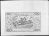 próbny druk rewersu banknotu 10 złotowego emisji 1.07.1948, szerokie marginesy