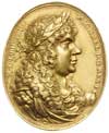 niedatowany owalny medal koronacyjny (1669) sygnowany IH (Jan Höhn młodszy), Aw: Popiersie króla w..