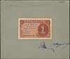 nieznany projekt niewprowadzonego do obiegu banknotu 1 złoty 15.08.1939, seria A, numeracja 000000..