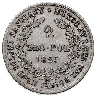 2 złote 1826, Warszawa, Plage 59 (R), Bitkin 993 (R), drobne rysy w tle, rzadki rocznik