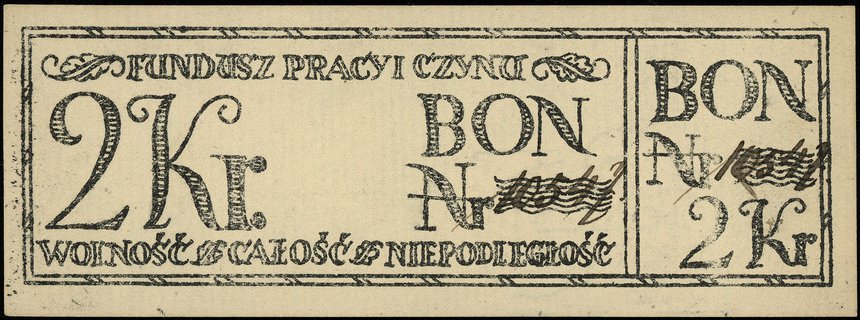 Fundusz Pracy i Czynu, 2 korony (1916-1918), bez