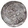 denar 1238-1241, Głogów lub Wrocław, Aw: Postać siedząca w prawo, trzymająca jabłko królewskie, Rw..
