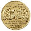 dukat wikariacki 1711, Drezno, Aw: Król na koniu, Rw: Dwa stoły z insygniami, złoto 3.46 g, Kahnt ..